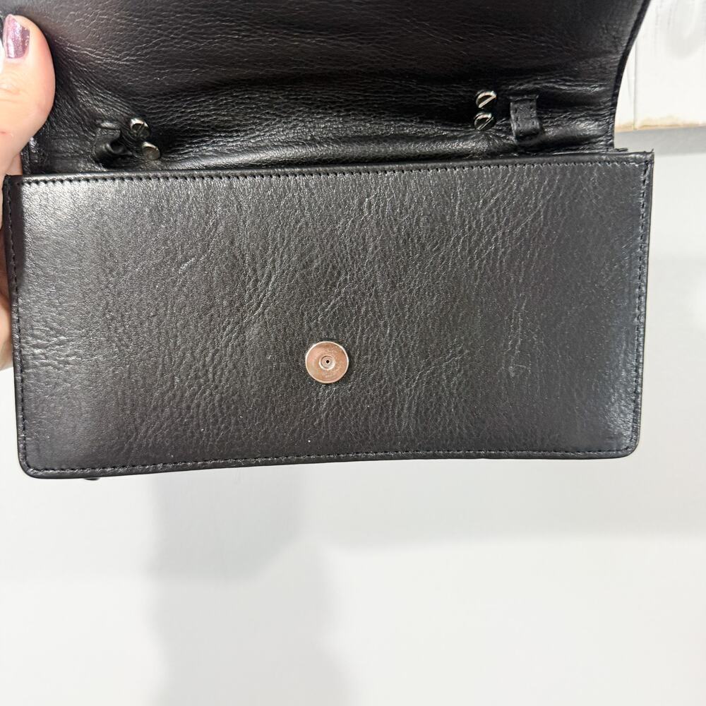 Brighton Black Leather Clutch Bag Gold Hardware EUC Missing Strap - Picture 6 of 7